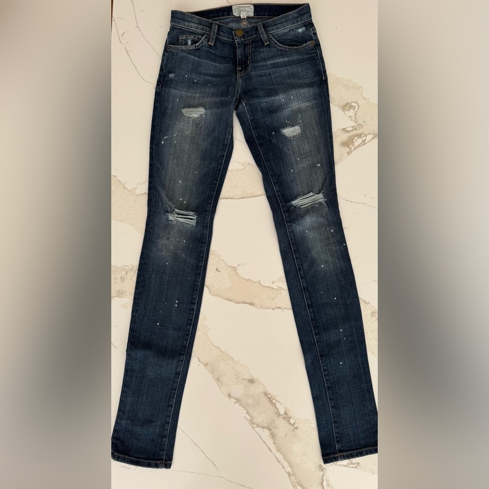 Current/Elliott Dark Blue Distressed In Loved Destroy Color Skinny Jeans Sz 23